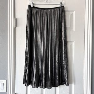 Metaphor Metallic Gray Pleated Skirt